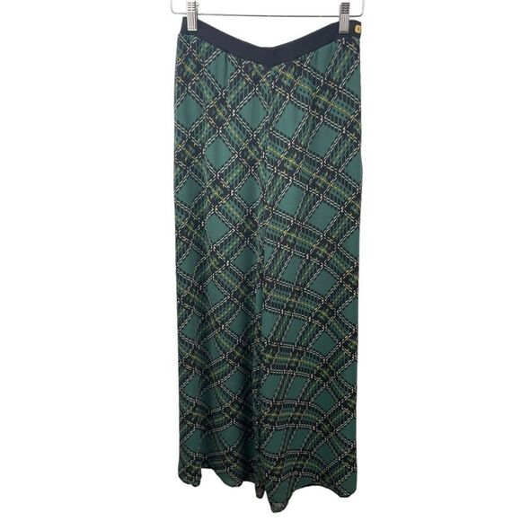 SONIA Rykiel Paris Green Tartan High Waist Wide Leg Trousers Size S ( 28 Waist) - Picture 1 of 4